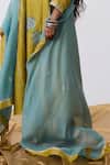 Pants And Pajamas_Blue Chanderi Embroidery Dupatta _Online_at_Aza_Fashions