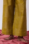 Pants And Pajamas_Green Chanderi Embroidery Round Neck Floral Top And Pant Set _Online_at_Aza_Fashions