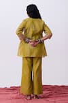 Shop_Pants And Pajamas_Green Chanderi Floral Embroidered Pant _at_Aza_Fashions