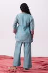 Shop_Pants And Pajamas_Blue Chanderi Embroidery Round Neck Top And Pant Set _at_Aza_Fashions