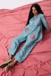 Pants And Pajamas_Blue Chanderi Embroidered Pant _Online_at_Aza_Fashions