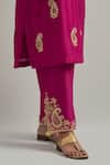Shop_Ikshita Choudhary_Magenta Chanderi, Organza Embroidery Round Neck Hand Kurta Set _Online_at_Aza_Fashions