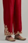 Shop_Ikshita Choudhary_Red Chanderi, Organza Embroidery Round Neck Hand Kurta Set _Online_at_Aza_Fashions