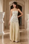 Buy_Paulmi And Harsh_Ivory Jacquard, Shantoon, Georgette Embroidery Corset Kurta And Sharara Set _at_Aza_Fashions