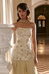 Paulmi And Harsh_Ivory Jacquard, Shantoon, Georgette Embroidery Corset Kurta And Sharara Set _at_Aza_Fashions