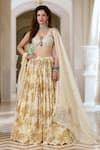 Buy_Paulmi And Harsh_Ivory Organza Embroidery V-neck Floral Lehenga Set _at_Aza_Fashions