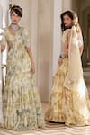 Buy_Paulmi And Harsh_Ivory Organza Embroidery V-neck Floral Lehenga Set 