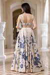 Shop_Paulmi And Harsh_Ivory Organza Sequins, Embroidery Square Neck Floral Print Lehenga Set _at_Aza_Fashions