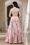 Shop_Paulmi And Harsh_Pink Organza Sequins, Embroidery Lehenga Set _at_Aza_Fashions
