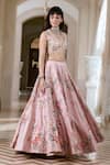 Buy_Paulmi And Harsh_Pink Organza Sequins, Embroidery Lehenga Set _Online_at_Aza_Fashions