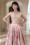 Shop_Paulmi And Harsh_Pink Organza Sequins, Embroidery Lehenga Set _Online_at_Aza_Fashions