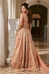 Shop_Paulmi And Harsh_Silver Jacquard, Shantoon, Organza Embroidery Onion Pink Zardozi Lehenga Set _at_Aza_Fashions