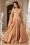 Buy_Paulmi And Harsh_Silver Jacquard, Shantoon, Organza Embroidery Onion Pink Zardozi Lehenga Set _at_Aza_Fashions