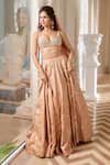 Paulmi And Harsh_Silver Jacquard, Shantoon, Organza Embroidery Onion Pink Zardozi Lehenga Set _Online_at_Aza_Fashions