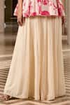 Paulmi And Harsh_Ivory Georgette Embroidery V-neck Peplum Top And Palazzo Set _Online_at_Aza_Fashions