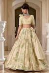 Buy_Paulmi And Harsh_Ivory Organza, Shantoon Embroidery, Tassels V-neck Printed Lehenga Set _at_Aza_Fashions