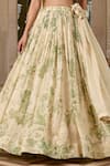 Paulmi And Harsh_Ivory Organza, Shantoon Embroidery, Tassels V-neck Printed Lehenga Set _at_Aza_Fashions