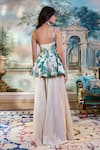 Shop_Paulmi And Harsh_Ivory Embroidery Square Neck Floral Peplum Top And Palazzo Set _at_Aza_Fashions