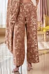 Paulmi And Harsh_Brown Jacquard Embroidery Round Neck Mocha Co-ord Set _Online_at_Aza_Fashions