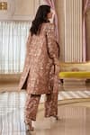 Shop_Paulmi And Harsh_Brown Jacquard Embroidery Round Neck Mocha Co-ord Set _at_Aza_Fashions