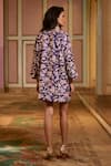 Shop_Paulmi And Harsh_Purple Round Neck Floral Embroidered Short Dress _at_Aza_Fashions
