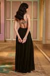 Shop_Paulmi And Harsh_Black Georgette Embroidery, Zari V-neck Jacket And Palazzo Set _at_Aza_Fashions