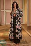 Buy_Paulmi And Harsh_Black Georgette Embroidery, Zari V-neck Jacket And Palazzo Set _Online_at_Aza_Fashions