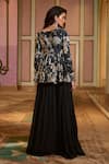 Shop_Paulmi And Harsh_Blue Georgette Embroidery, Tassels V-neck Floral Peplum Top And Palazzo Set _at_Aza_Fashions