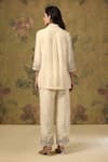 Shop_House Of TA-YA_White Chanderi Zari Collared Gold Embroidered Top And Pant Set _at_Aza_Fashions