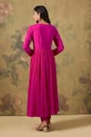 Shop_House Of TA-YA_Pink Cotton Sequins V-neck Kurta Chudidar Set _at_Aza_Fashions