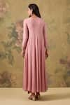 Shop_House Of TA-YA_Pink Muslin Beads Asymmetric Anarkali And Chudidaar Set _at_Aza_Fashions