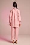 Shop_Kalista_Pink Cotton, Linen Embroidery, Sequins Collared Lisa Pant Set _at_Aza_Fashions