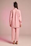 Shop_Kalista_Blush Cotton, Linen Embroidery Collared Lisa Shirt _at_Aza_Fashions