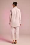 Shop_Kalista_Off White Cotton, Linen Embroidery Collared Lisa Shirt _at_Aza_Fashions