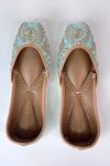 Buy_Pixie Pearlz_Turquoise Zehra Handcrafted Silk Juttis _Online_at_Aza_Fashions