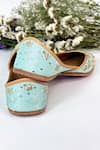 Shop_Pixie Pearlz_Turquoise Zehra Handcrafted Silk Juttis _Online_at_Aza_Fashions