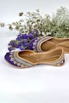 Shop_Pixie Pearlz_Purple Midnight Bloom Hand Embroidered Silk Jutti _at_Aza_Fashions