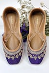 Buy_Pixie Pearlz_Purple Midnight Bloom Hand Embroidered Silk Jutti _at_Aza_Fashions