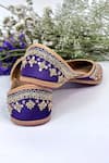 Pixie Pearlz_Purple Midnight Bloom Hand Embroidered Silk Jutti _Online_at_Aza_Fashions