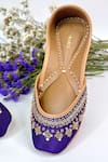 Buy_Pixie Pearlz_Purple Midnight Bloom Hand Embroidered Silk Jutti _Online_at_Aza_Fashions