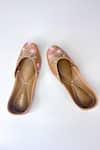 Shop_Pixie Pearlz_Brown Sunpetal Handcrafted Floral Jutti _at_Aza_Fashions