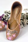 Buy_Pixie Pearlz_Brown Sunpetal Handcrafted Floral Jutti _at_Aza_Fashions