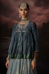 Buy_Swatti Kapoor_Blue Tassels Round Neck Tashi Kedia Top _at_Aza_Fashions