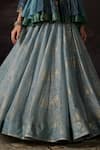 Swatti Kapoor_Blue Embroidery, Zari Round Neck Farah Floral Woven Peplum Top And Skirt Set _Online_at_Aza_Fashions