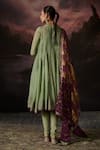 Shop_Swatti Kapoor_Green Cotton, Lycra Naaz Polka Dot Woven Churidar _at_Aza_Fashions