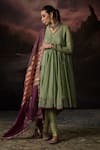 Swatti Kapoor_Green Cotton, Lycra Naaz Polka Dot Woven Churidar _at_Aza_Fashions