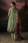 Shop_Swatti Kapoor_Green Cotton, Lycra Zari V-neck Nina Floral Print Kurta Set _at_Aza_Fashions