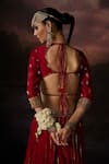 Shop_Swatti Kapoor_Red Round Neck Huda Floral Woven Blouse _at_Aza_Fashions