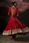 Shop_Swatti Kapoor_Red Chanderi, Cotton Zari Ruhi Embroidered Lehenga Skirt _at_Aza_Fashions