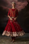 Buy_Swatti Kapoor_Red Chanderi, Cotton Zari Ruhi Embroidered Lehenga Skirt _at_Aza_Fashions